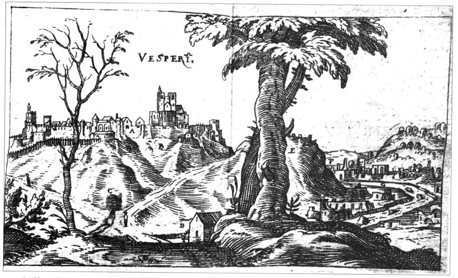 Veszprém látképe Wilhelm Dillich Ungarische Chronica (Kassel 1600) с. művében